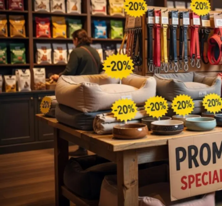 Baner promujący wyprzedaż produktów dla zwierząt